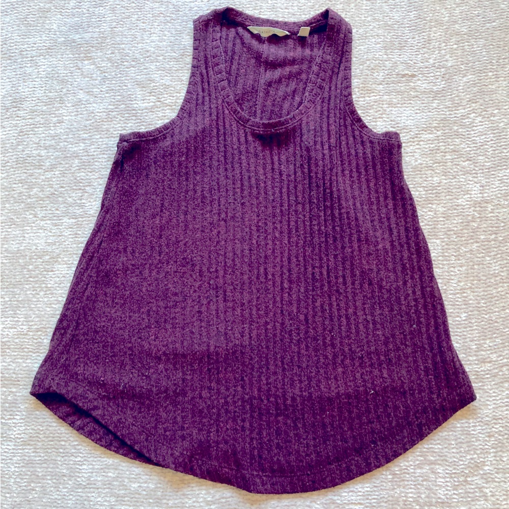 Athleta Tiburon Ribbed Sweater Knit Tank Top Raisin Purple Small